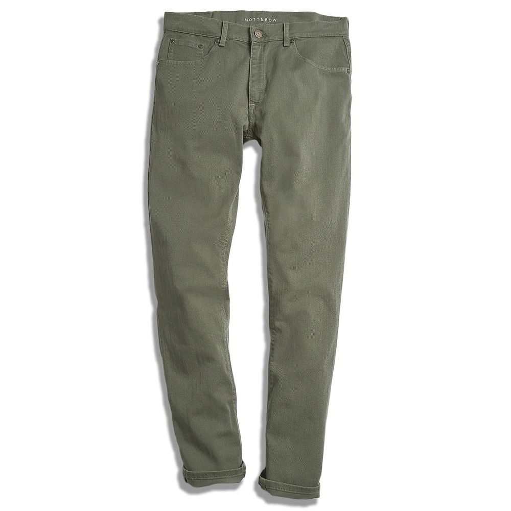 Mott & Bow Mercer Slim Jeans Mens 36x32 Moss Olive Green Stretch Denim Pants